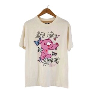 Gloomy The Naughty Grizzly Adult M Cream Logo T-Shirt Mori Chac Hot Topic Anime